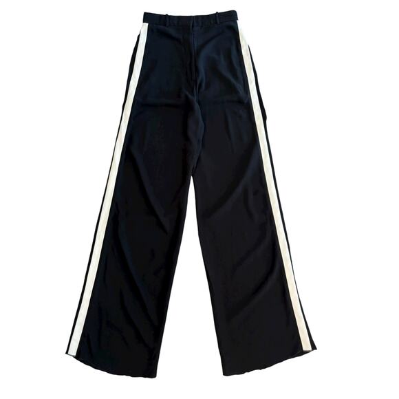 BURBERRY WOMENS BLACK WHITE STRIPED WIDE LEG TROUSERS DRESS PANTS SIZE US-4 UK-6 - Picture 1 of 14